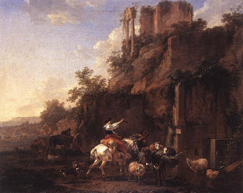 BERCHEM, Nicolaes Rocky Landscape with Antique Ruins china oil painting image